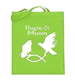 Hugin & Munin - Raben greifen Fisch - Jutebeutel (mit langen Henkeln) -38cm-42cm-Lime G