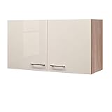 Flex-Well Hängeschrank NEPAL - Küchenschrank - 2-türig - Breite 100 cm - Creme glänzend/Eiche S