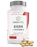 naturally Eisentabletten mit 80 mg Vitamin C & 20 mg Eisen - hochdosiertes Nahrungsergänzungsmittel - 100 % vegan - 180 Tabletten - für 6 M