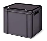 Euro-Stapelbox/Lagerbehälter KTK 400/320-0, grau mit schwarzem Verschluß-Deckel, 400x300x331 mm (LxBxH)