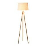 WWKDM Holzstativ Stehlampe mit Leinentuch Lampenschirm Moderner Minimalismus Stehleuchte Leseleuchte für Wohnzimmer Schlafzimmer, E27 Good S