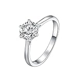 Stargems 1ct Moissanite 925er Sterlingsilber platiniert Verlobungsring（VVS1,D-Farbe, runder Brillantschliff,4 Zubehör） für Frauen B4449-1ct-54 (17.5)