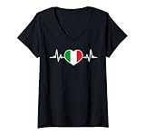 Damen Italien Herzschlag. T-Shirt mit V