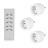 SEC 24 Funksteckdosen mit Fernbedienung,3680 Watt Funksteckdose,Programmierbar Schaltbare Steckdose,3 Steckdosen mit 1 Fernbedienung,für Innen Weihnachtsschmuck und Haushaltsgeräte,Weiß