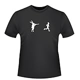 Hirsch jagt jäger, Herren T-Shirt - Fairtrade, Größe L, schw