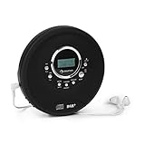 auna CDC 200 DAB+ Discman / tragbarer CD-Player, DAB+/FM-Radiotuner, CD, CD-R, CD-RW und MP3-CD, Akku: 1000 mAh, LC-Display, Bassverstärkung, Micro-USB, In-Ear-Kopfhörer, schw