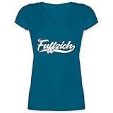 Geburtstagsgeschenk Geburtstag - Fuffzich 50. Geburtstag - weiß - XL - Türkis - Damen Shirt fuffzich - XO1525 - Damen T-Shirt mit V