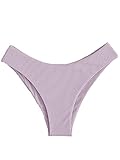 Verdusa Damen Bikinihose mit hohem Schnitt, Rippstrick - Violett - S