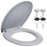 Toilettendeckel, Himimi WC Sitz mit Absenkautomatik, Oval Klodeckel Justierbaren Edelstahlscharnier, Quick-Release-Funktion T