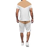 sutelang lurryly 2 Stück Sportswear Herren Frühling / Sommer Color Block Kurzarm Tee Shirts ave Shorts Große Größe Casual Strandset Gym Jogging Trainingsanzug, kaki, XL