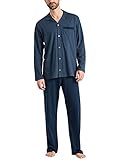 Schiesser Herren Pyjama Lang Pyjamaset, Jeansblau, 60