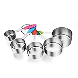 Ipow 5 Stück Edelstahl Messbecher Set Amerikanische Cups mit Verdickter Silikon Griff Multifunktions für Küche Kochen Back