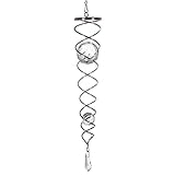 CIM Metall Deko Windspiel - Crystal Twister - Windspiel 6x35cm, Kugeln: Ø5cm/Ø3cm - inkl. Haken, Kugellagerwirbel, Nylonschnur, Zwei Glaskugeln und Glastropfen im Facettenschliff - W