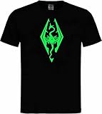 Glow in The Dark T-Shirt Skyrim Leuchtet in der Nacht (Schwarz, S)