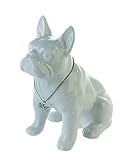 Spardose Bulli Bulldogge sitzend aus Keramik weiss Hund Kunst Art Fig