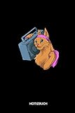 Notizbuch: A5 Taschenbuch liniert | Katze mit Kassettenrecorder | Geschenkidee für 80er Jahre Fans und Katzenliebhab