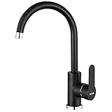 ONECE Wasserhahn Küche Armatur Schwarz Küchenarmatur 360° Drehbar Spültischarmatur Einhebelmischer, Abnehmbar Bubbler, Mischbatterie für Kü