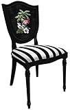 Casa Padrino Art Deco Esszimmerstuhl Weiß/Mehrfarbig/Schwarz - Eleganter Massivholz Stuhl - Art Deco Esszimmer Möb