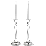Kerzenhalter, 2er Set Kerzenhalter für Kegelkerzen für Vintage Modern Home Tabletop Hochzeitsdekoration (L, Silber) Wohnzimmerdek
