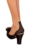 What Katie Did Cuban Heel Glamour gesäumte Strümpfe champagner/schwarz, Champagner/Schwarz, 38