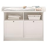 Homestyle4u 2120, Wickelkommode mit Wickelaufsatz abnehmbar Weiss Wickelschrank Baby Kommode Wickelauflage 85x75 cm H