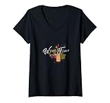 Damen Wine Time T-Shirt mit V