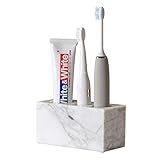 Weißer Zahnbürstenhalter aus natürlichem Marmor und Zahnpasta-Halter für das B