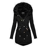 Winterjacke Damen Lang Warme Winterjacke Verdicken Militär Parka Jacke Winter Fleece Plüsch Kapuze Baumwolle Plus Dicke Mantel Mit Reißverschluss Und Knopf Kapuzepullover Große Größen Winter Jack