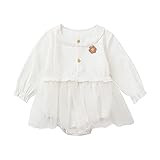 Sanlutoz Prinzessin Baby Body Baumwolle Neugeborenes Body für Babys Lange Ärmel Baby Mädchen Kleidung Blume (12-18 Monate, BRW1160-WH)