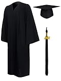 GraduationMall Abschluss Talar Doktorhut und Quaste 2021 für Hochschule und Bachelor Akademischer Talar mit Hut Schwarz 51(166cm - 172cm)