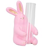 Tierische Hydroponische Vasen Dekor, Robuste Kaninchenstatue Hydroponisches Reagenzglas für Möbel für den Garten(Rosa Hase)