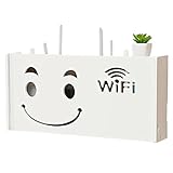 Wireless Router Aufbewahrungsbox Wandmontierte Perforationsfreie Multimedia-Abschirmbox Set-Top-Box Aufbewahrungsregal Schwebendes Rack (Color : Weiß, Size : 39 * 8.5 * 21cm)