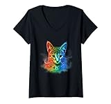 Damen Fellnasen Stuttgart Katze T-Shirt mit V