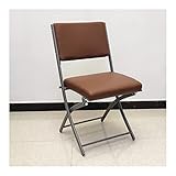 Pu. Faltstuhl aus Leder ohne Armlehnen, tragbarer schwarzer ergonomischer Klappstuhl, gepolsterte Sitze Rückenlehne 330LBS Stahlstuhl (Color : Brown, Größe : 32.5in)