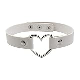 Vektenxi Charm Female Choker Heart Shaped Halsketten Pu-Leder Schnalle Gürtel Schmuck für Frauen Weiß Kreativ und nü