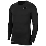 Nike Mens M Np Top Warm Ls Crew Shirt, Black/White, L