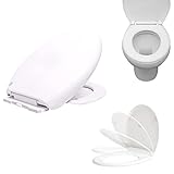 Toilettendeckel, WC Sitz mit Absenkautomatik, Klodeckel weiß O-Form, Hochwertige Klobrille, Toilettensitz Klo Deckel abnehmbar, Toilettenbrille Duroplast, Einfache Reinigung