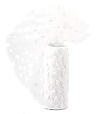 Creativery Tüll Stoff 9m x 15cm Samt Herzen Rolle transparent zum Basteln von Tüllröcken und Kostümen, Farbauswahl:weiß 029