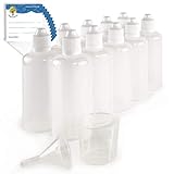 ProfessionalTree 10 x 100 ml Tropfflaschen mit Trichter, Messbecher und 10 Etiketten - Leere Quetschflasche zur Dosierung und Aufbewahrung von E-Liquid - Tropfflasche zum Mischen von Nikotin S