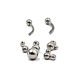 LZZR 10 Stück festen Titankugelpiercing Schraubloch Ersatz Zubehör Lippenaugenbraue Zunge Ohr Körperschmuck (Main Stone Color : 1.6x8mm)