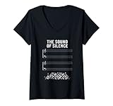 Damen Musikblatt ohne Noten - The Sound of Silence T-Shirt mit V