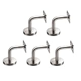 OUNONA Handlaufhalter Edelstahl Handlaufträger mit Flacher Anschraubplatte Läufe Unterstützung Wandhalter 5 Stück (Silber)