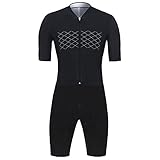 LYYJIAJU Atmungsaktiv Fahrradanzug Radfahren Haftanzug Einteiler Kurzarm Sommer Radfahren Kleidung Jerseys Anzug Jumpsuit Skinuit Ausrüstung Triathlon (Color : Black, Size : XXL)