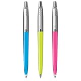 Parker Jotter Originals Kugelschreiber | Pop Art Sammlung | Limettengrün, Himmelblau und intensivem Rosa mit Zierteilen in Chrom | mittelfeine Schreibspitze | blaue Tinte | 3 Stück