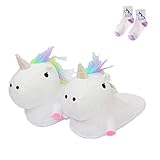 SKY TEARS Einhorn Plüsch Schuhe Cartoon Tier Einhorn Hausschuhe Indoor Winter W