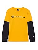 Champion Jungen American Classics Overlay Long Sleeve T-Shirt, gelb, 10 J