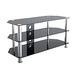 Fernsehständer aus schwarzem Hochglanzglas, geeignet für LCD-, LED-Fernseher bis zu 55' - 100cm b