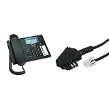 Deutsche Telekom Concept PA415 Telefon schwarz & Hama Telefonkabel (TAE-F-Stecker - Modular-Stecker 6p4c, 15 m) schw