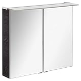 FACKELMANN LED Spiegelschrank B.PERFEKT/Badschrank mit Soft-Close-System/Maße (B x H x T): ca. 80 x 69 x 15 cm/hochwertiger Schrank mit Spiegel und Beleuchtung fürs Bad/Korpus: Schw