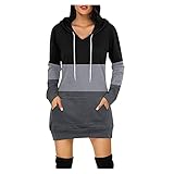 Pianshanzi Weihnachtskleid Damen 3D Pullover Weihnachtspullover V-Ausschnitt Rentier Drucken Weihnachts Langarm Hoodie Pullis Festival Partykleid Lang Elegante Lang